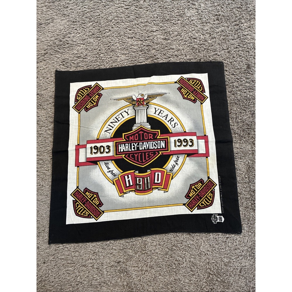 Vintage HARLEY DAVIDSON MOTORCYCLE BANDANA biker usa HANDKERCHIEF 90s